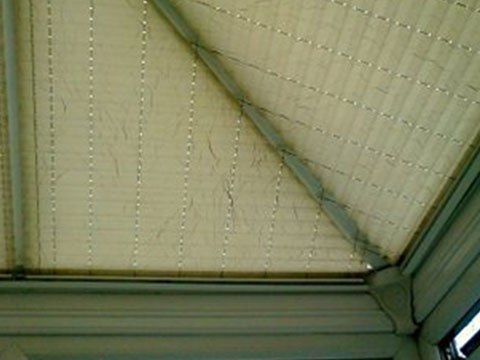 Bright white clean venetian blinds after professional cleaning