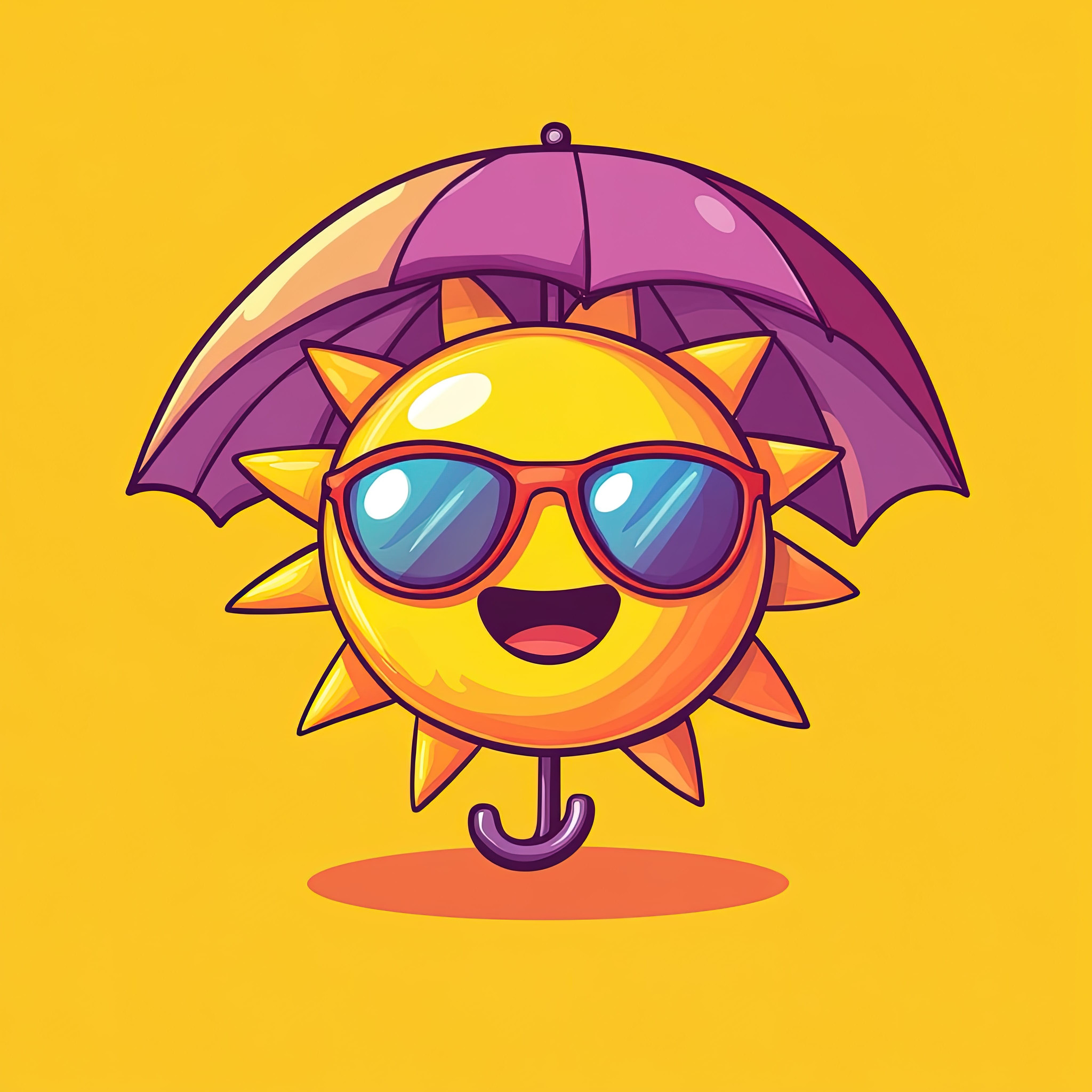 Happy sun with umbrella